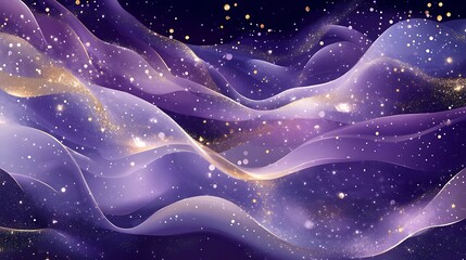 Waves of light and gold. Galaxy background. Graphic