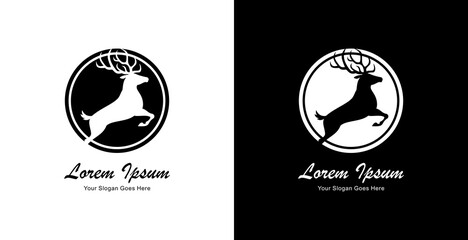 logo design in the form of a deer jumping and combined with a circle