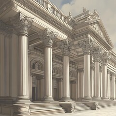 Timeless building featuring intricate columns and majestic design high resolution picture