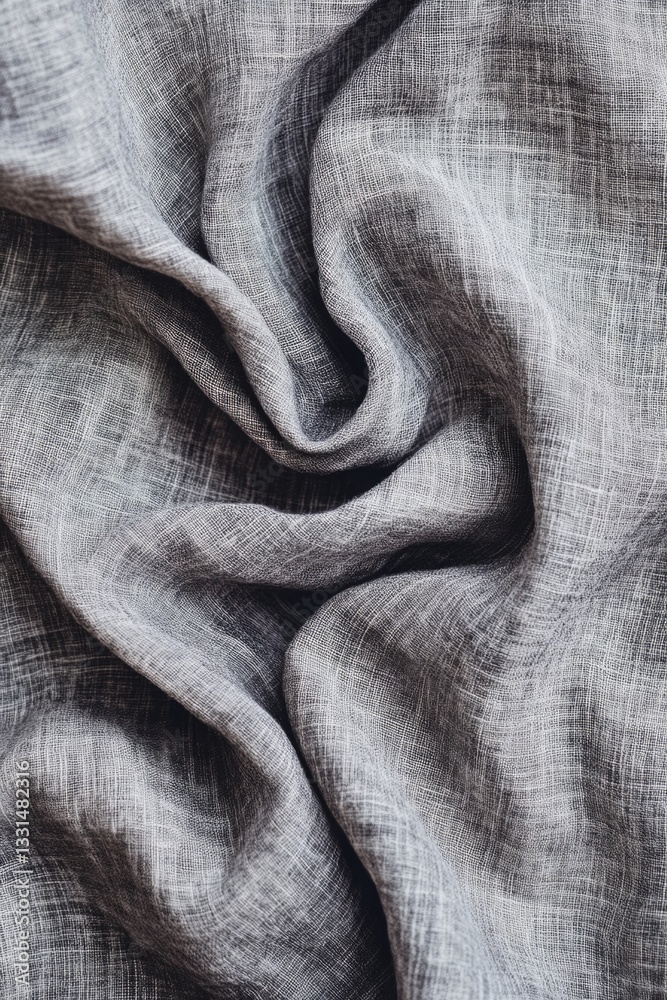 Poster A high-quality image of gray linen fabric in close-up view, suitable for various uses such as fashion, design, or textile-related projects