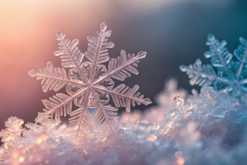 Macro Snowflake on Snow