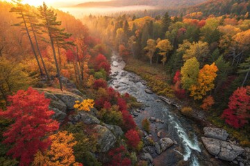 Autumn River Valley Landscape
