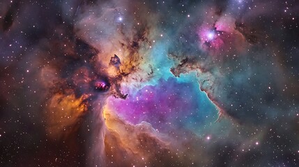Naklejka premium Colorful nebula radiates cosmic light