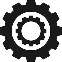 black colour gear icon hand drawn vector image with PNG Transparent background