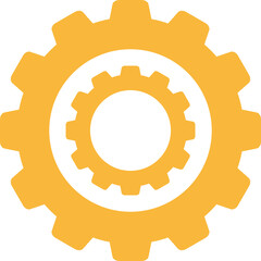 yellow colour gear image hand drawn vector image with PNG Transparent background