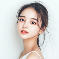 Naklejka premium Beautiful young woman portrait, clean background.