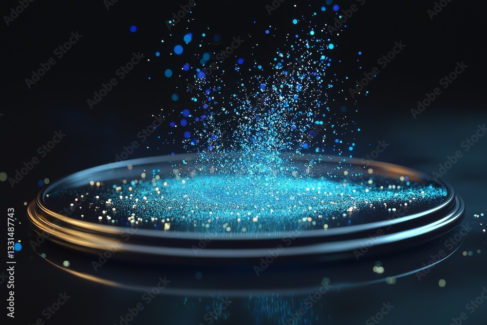 Poster an abstract futuristic object serves as a nanotechnology machine, complete with a hud element and a 