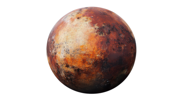 Visual representation of a distant planet showcasing its unique surface and color variations in a cosmic environment