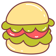 Cute Fast Food Burger Vector Illustration