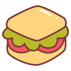 Cute Fast Food Sandwich Vector Illustration