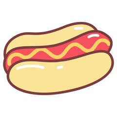Cute Fast Food Hot Dog Vector Illustration