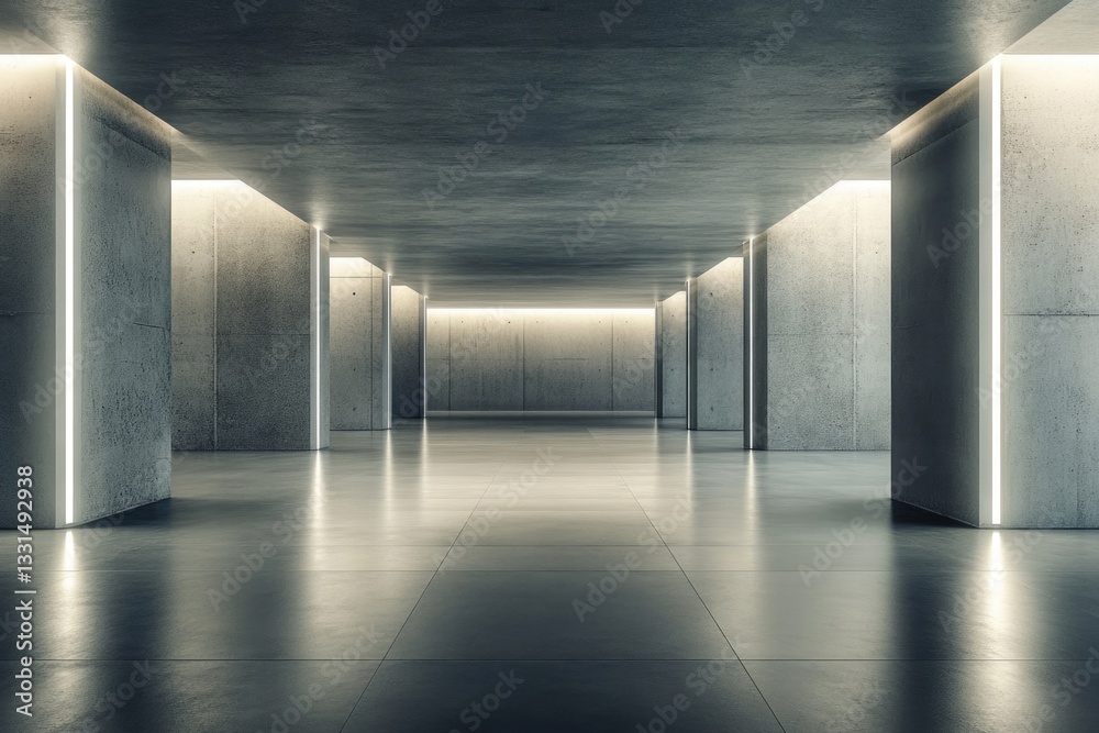 Poster a simple, empty space with concrete walls and flooring