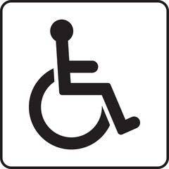 Wheelchair accessible flat icon. Disabled person vector illustration in simple and recognizable design for accessibility isolated on transparent background. Handicapped access sign or symbol.
