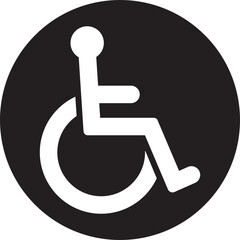 Wheelchair accessible flat icon. Disabled person vector illustration in simple and recognizable design for accessibility isolated on transparent background. Handicapped access sign or symbol.