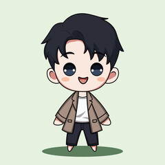 chibi smile man simple vector