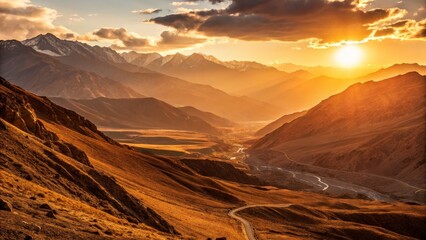 Mountain Valley Sunset Landscape