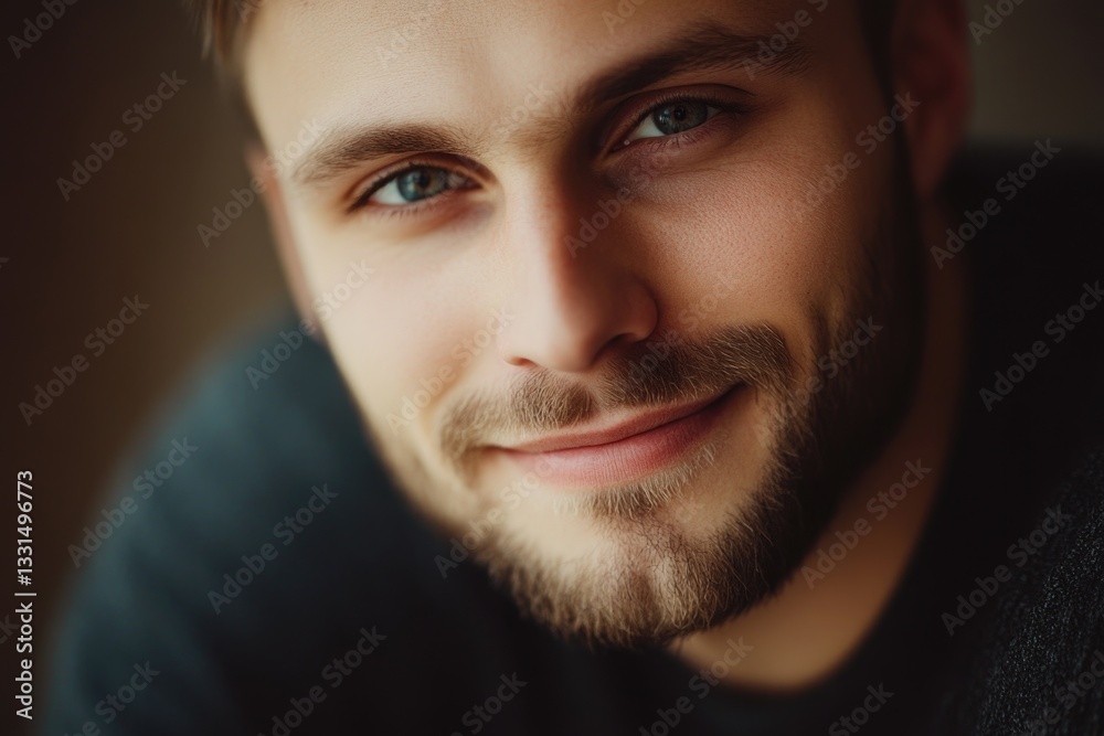 Poster A close-up shot of a man with a beard, great for personal or business use