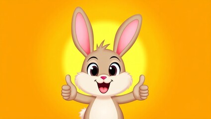 Obraz premium Cheerful cartoon rabbit with thumbsup