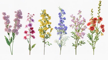 Naklejka premium Vibrant Floral Display of Colorful Wildflowers