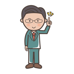 ポイントを説明する中堅エリート風男性ビジネスマンの全身イラスト