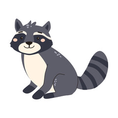 Cute forest animal illustration featuring a raccoon for children's design.