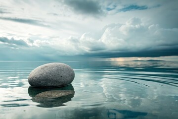 Serene Stone Reflection in Calm Water