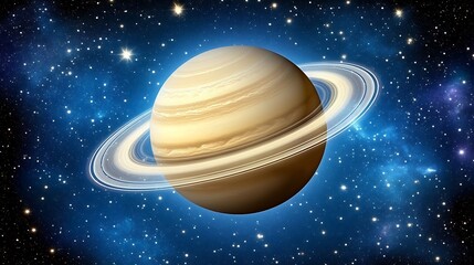 Fototapeta premium A large planet with a ring system surrounded by stars