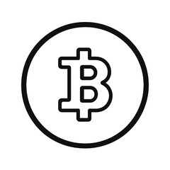 Obraz premium Bitcoin currency symbol in a circular black and white icon. Bitcoin investment and trading symbol in vector design