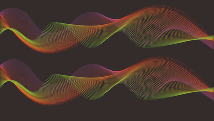 Colorful Abstract Wave Lines on Dark Background