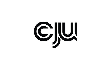 CJU Creative Unique Modern Letter Logo Design. Stylized logo featuring a unique letter design, presenting abstract minimalist aesthetics and modern appeal.