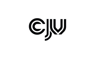 CJV Creative Unique Modern Letter Logo Design. Stylized logo featuring a unique letter design, presenting abstract minimalist aesthetics and modern appeal.