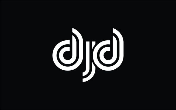 DJD Creative Unique Modern Letter Logo Design. Stylized logo featuring a unique letter design, presenting abstract minimalist aesthetics and modern appeal.