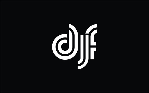 DJF Creative Unique Modern Letter Logo Design. Stylized logo featuring a unique letter design, presenting abstract minimalist aesthetics and modern appeal.