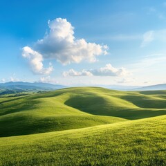 Obraz premium Serene rolling hills under bright sky.