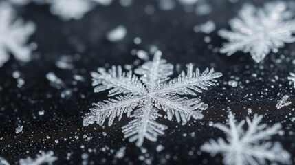Delicate frostwork ice crystals, a study in natural elegance and minimalist beauty.