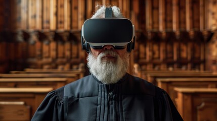 Judge experiences virtual reality trial in innovative courtroom setting with advanced technology integration