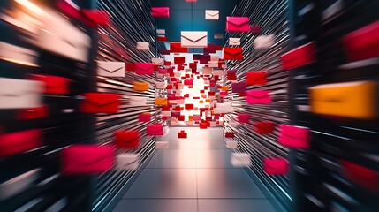 Fast email data flow, digital communication concept.