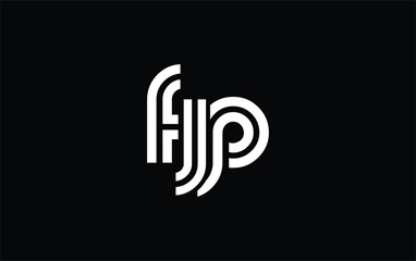 FJP Creative Unique Modern Letter Logo Design. Stylized logo featuring a unique letter design, presenting abstract minimalist aesthetics and modern appeal.