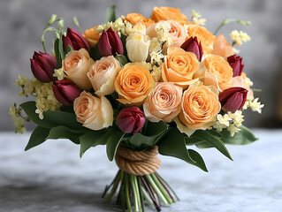 Beautiful bouquet of roses and tulips (11)