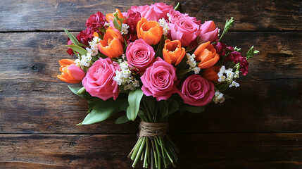 Colorful bouquet of roses and tulips (7)