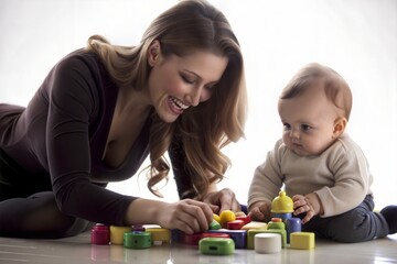 Obraz premium Happy Mothers Pure Laughter Portrait. 