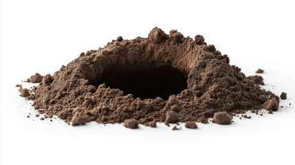 earth hole in ground isolated on white background
