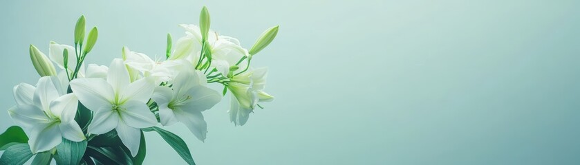 Fototapeta premium White lilies, serene background.