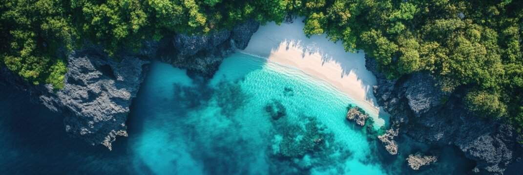 Mergui Archipelago Aerial Panorama: Beautiful Tropical Island Paradise with Ocean Views