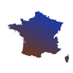 Map of France, sign silhouette. World Map Globe. Vector Illustration isolated on white background. Europe continent.