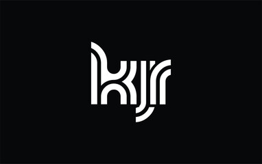 Fototapeta premium KJR Creative Unique Modern Letter Logo Design. Stylized logo featuring a unique letter design, presenting abstract minimalist aesthetics and modern appeal.