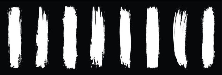 Chalk brush. Set of hand painted chalk brushes. White brush strokes. Vector paint brush stroke, ink splatter and artistic design elements. Dirty watercolor texture, box, frame, grunge background,