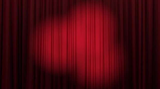 Red silk curtains with spotlights