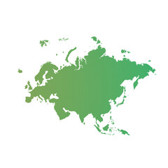 Map of Eurasia, sign silhouette. World Map Globe. Vector Illustration isolated on transparent background. Europe and Asia continent.