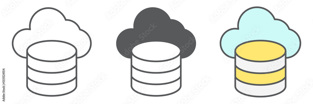 Aufkleber big data icon collection, database and connection, cloud computing vector icon set, vector graphics,